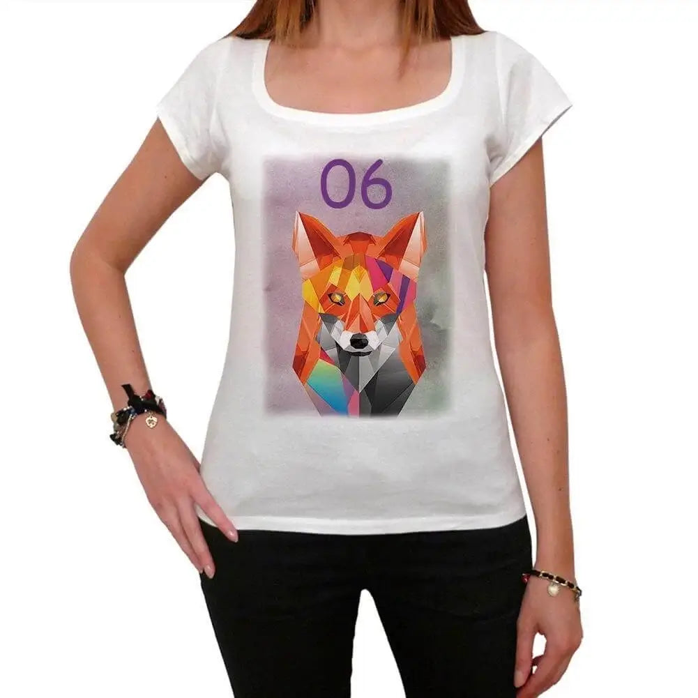 Women's Graphic T-Shirt Geometric Fox 06 6th Birthday Anniversary 6 Year Old Gift 2018 Vintage Eco-Friendly Ladies Short Sleeve Novelty Tee