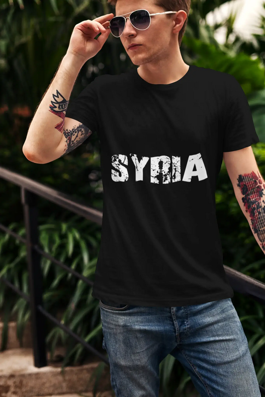 syria Men's T-Shirt Short Sleeve Round Neck Black t shirt for men