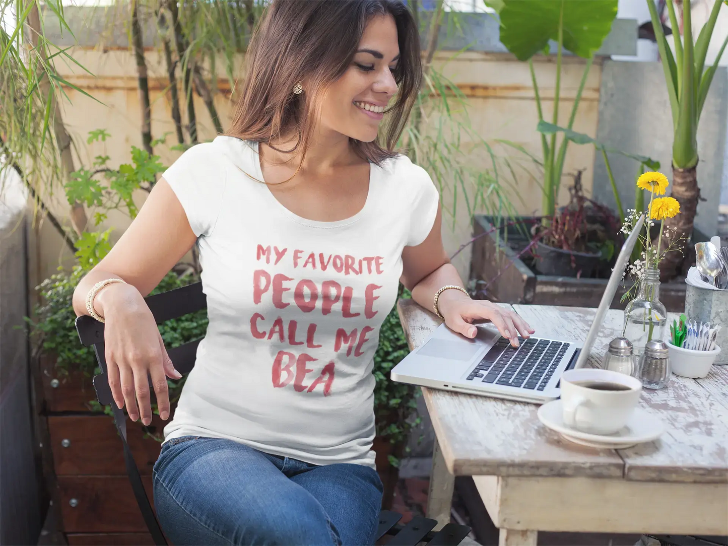 My favorite people call me Bea , White, Women's Short Sleeve Round Neck T-shirt, gift t-shirt 00364