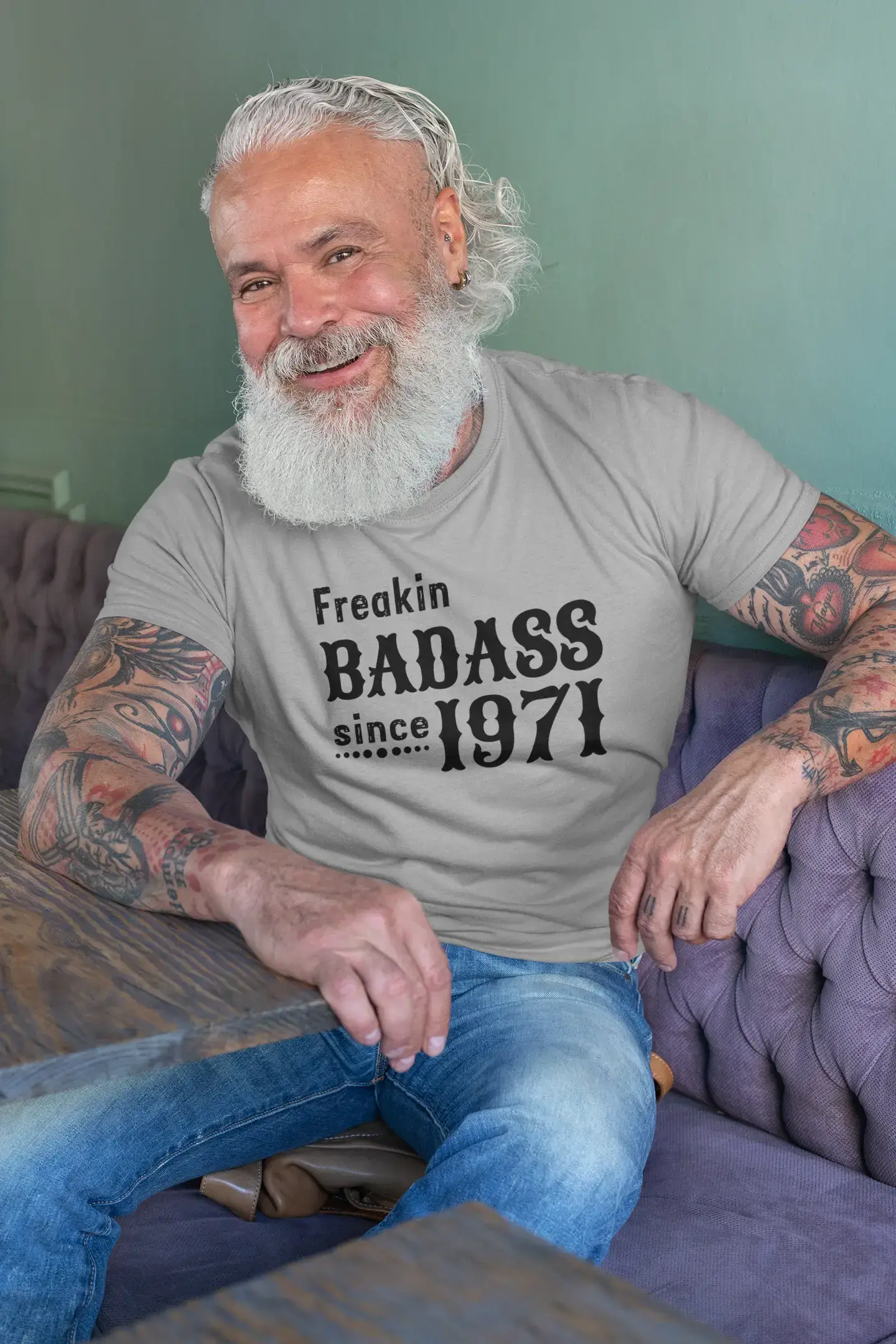 Freakin Badass Since 1971 Men's T-shirt Grey Birthday Gift 00394