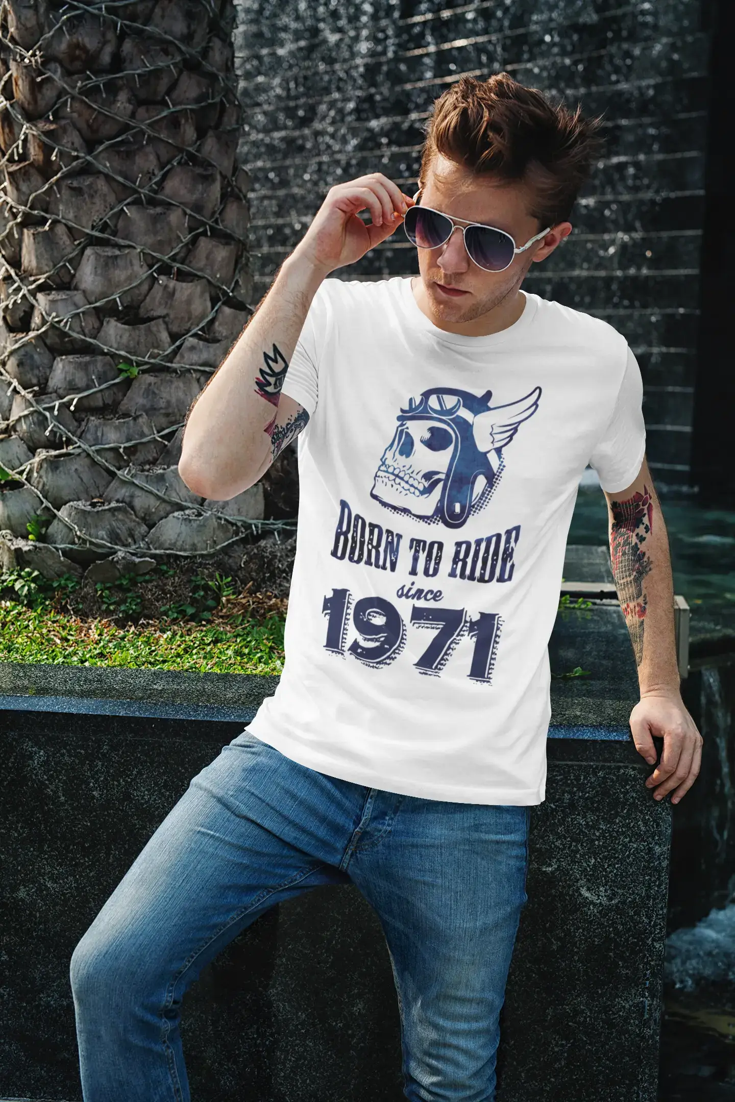 Homme Tee Vintage T Shirt 1971, Born to Ride Since 1971