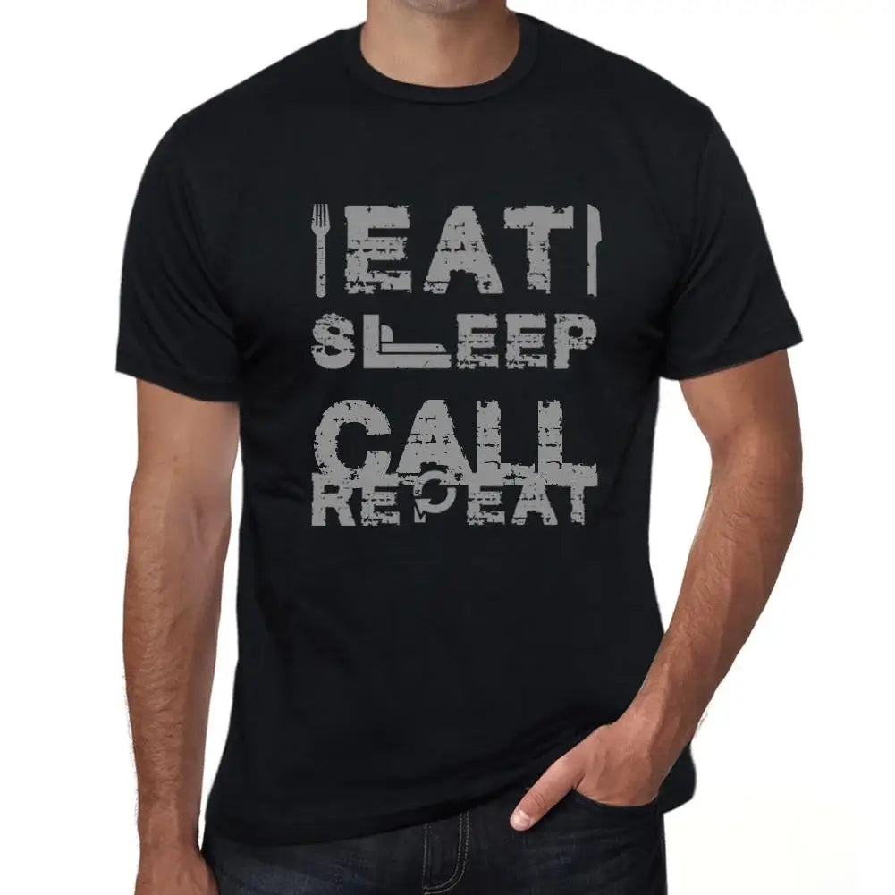 Men's Graphic T-Shirt Eat Sleep Call Repeat Eco-Friendly Limited Edition Short Sleeve Tee-Shirt Vintage Birthday Gift Novelty