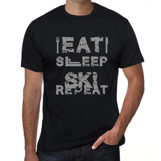 Men's Graphic T-Shirt Eat Sleep Ski Repeat Eco-Friendly Limited Edition Short Sleeve Tee-Shirt Vintage Birthday Gift Novelty