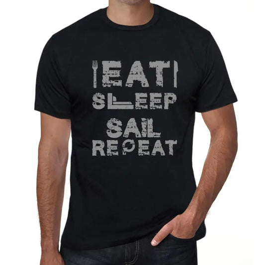 Men's Graphic T-Shirt Eat Sleep Sail Repeat Eco-Friendly Limited Edition Short Sleeve Tee-Shirt Vintage Birthday Gift Novelty