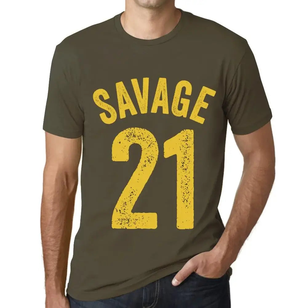 Men's Graphic T-Shirt Savage 21 21st Birthday Anniversary 21 Year Old Gift 2003 Vintage Eco-Friendly Short Sleeve Novelty Tee