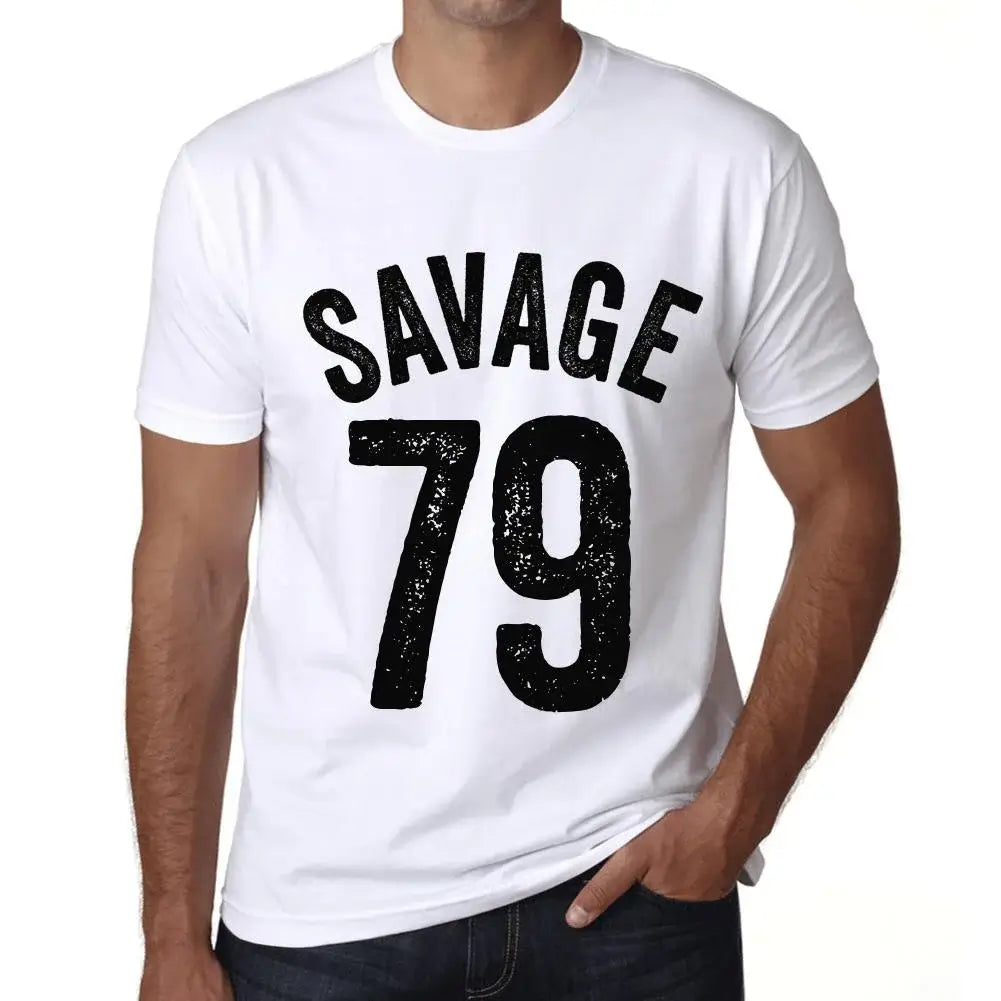 Men's Graphic T-Shirt Savage 79 79th Birthday Anniversary 79 Year Old Gift 1945 Vintage Eco-Friendly Short Sleeve Novelty Tee