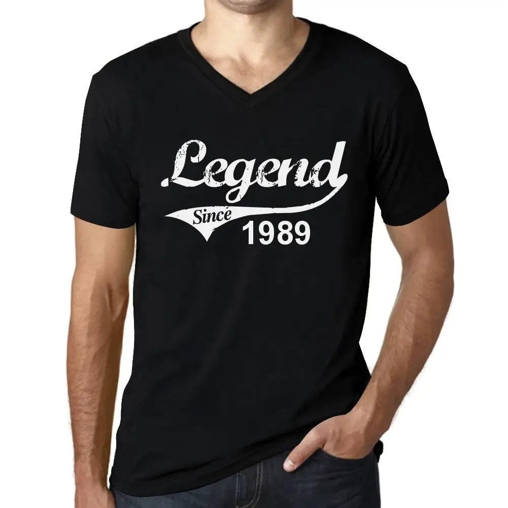 Men's Graphic T-Shirt V Neck Legend Since 1989 35th Birthday Anniversary 35 Year Old Gift 1989 Vintage Eco-Friendly Short Sleeve Novelty Tee