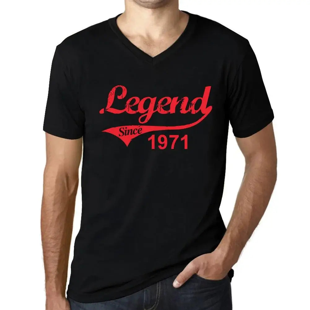 Men's Graphic T-Shirt V Neck Legend Since 1971 53rd Birthday Anniversary 53 Year Old Gift 1971 Vintage Eco-Friendly Short Sleeve Novelty Tee