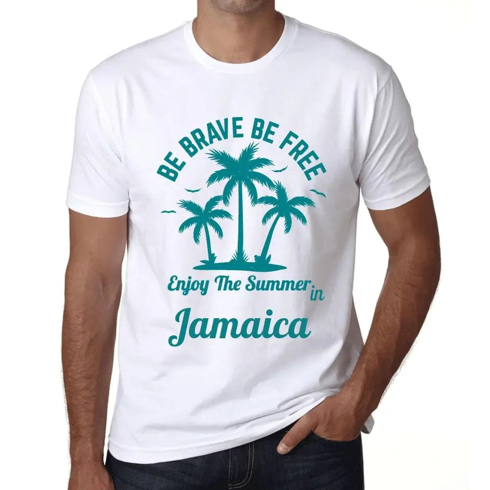 Men's Graphic T-Shirt Be Brave Be Free Enjoy The Summer In Jamaica Eco-Friendly Limited Edition Short Sleeve Tee-Shirt Vintage Birthday Gift Novelty