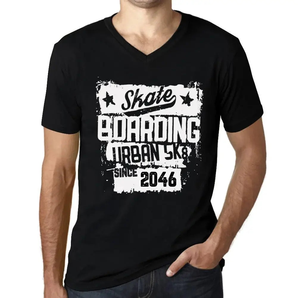 Men's Graphic T-Shirt V Neck Urban Skateboard Since 2046