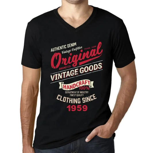 Men's Graphic T-Shirt V Neck Original Vintage Clothing Since 1959 65th Birthday Anniversary 65 Year Old Gift 1959 Vintage Eco-Friendly Short Sleeve Novelty Tee