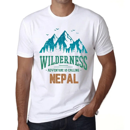 Men's Graphic T-Shirt Wilderness, Adventure Is Calling Nepal Eco-Friendly Limited Edition Short Sleeve Tee-Shirt Vintage Birthday Gift Novelty