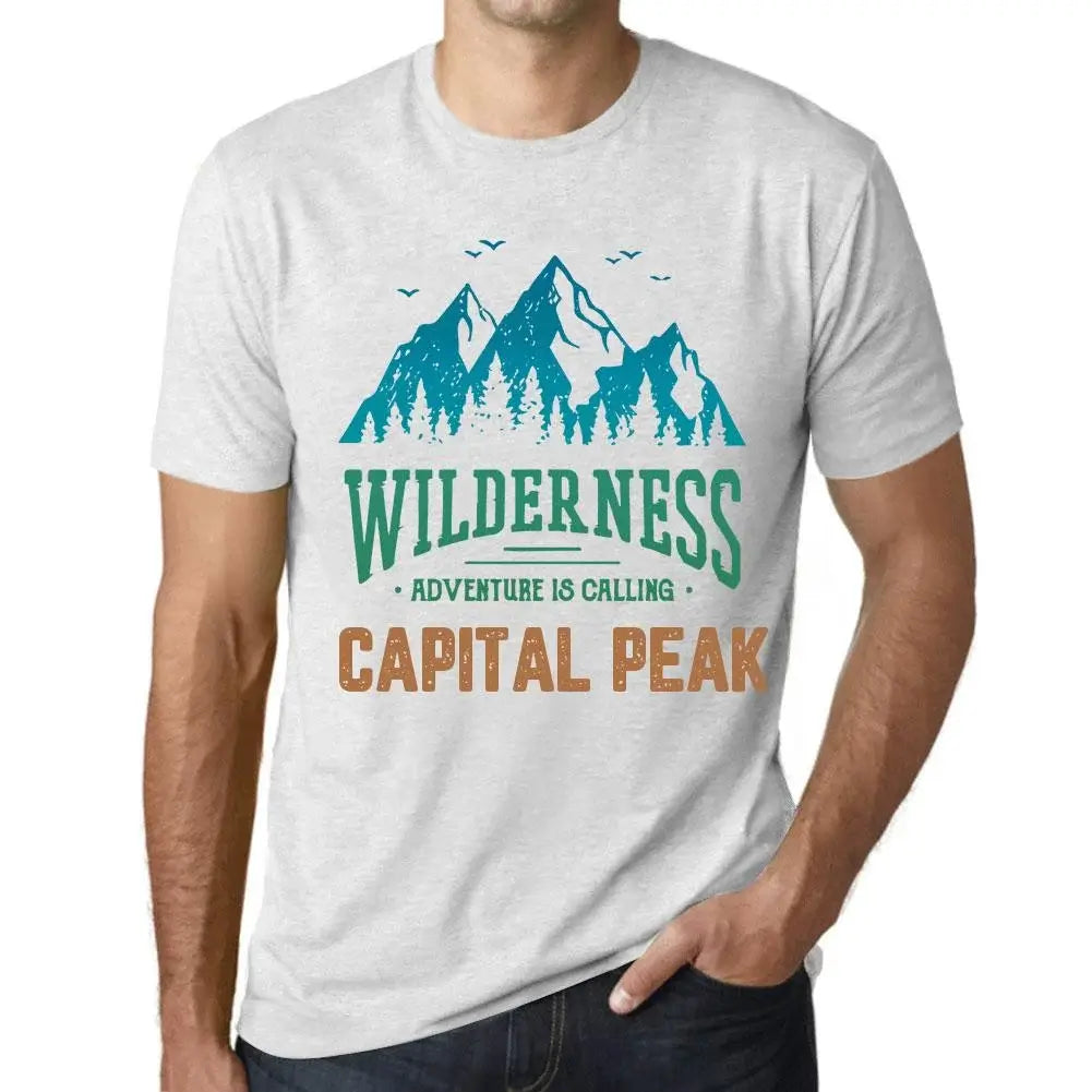 Men's Graphic T-Shirt Wilderness, Adventure Is Calling Capital Peak Eco-Friendly Limited Edition Short Sleeve Tee-Shirt Vintage Birthday Gift Novelty