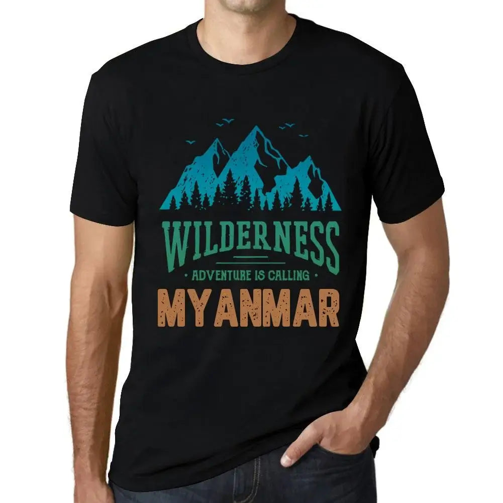 Men's Graphic T-Shirt Wilderness, Adventure Is Calling Myanmar Eco-Friendly Limited Edition Short Sleeve Tee-Shirt Vintage Birthday Gift Novelty