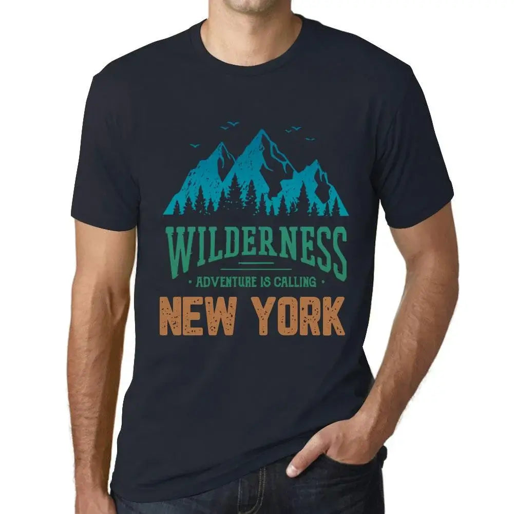 Men's Graphic T-Shirt Wilderness, Adventure Is Calling New York Eco-Friendly Limited Edition Short Sleeve Tee-Shirt Vintage Birthday Gift Novelty