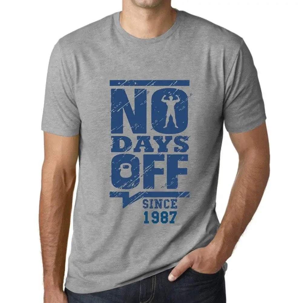 Men's Graphic T-Shirt No Days Off Since 1987 37th Birthday Anniversary 37 Year Old Gift 1987 Vintage Eco-Friendly Short Sleeve Novelty Tee