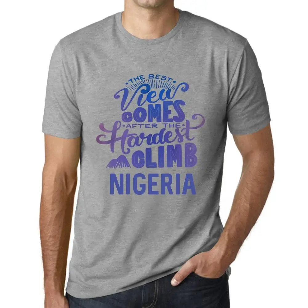 Men's Graphic T-Shirt The Best View Comes After Hardest Mountain Climb Nigeria Eco-Friendly Limited Edition Short Sleeve Tee-Shirt Vintage Birthday Gift Novelty