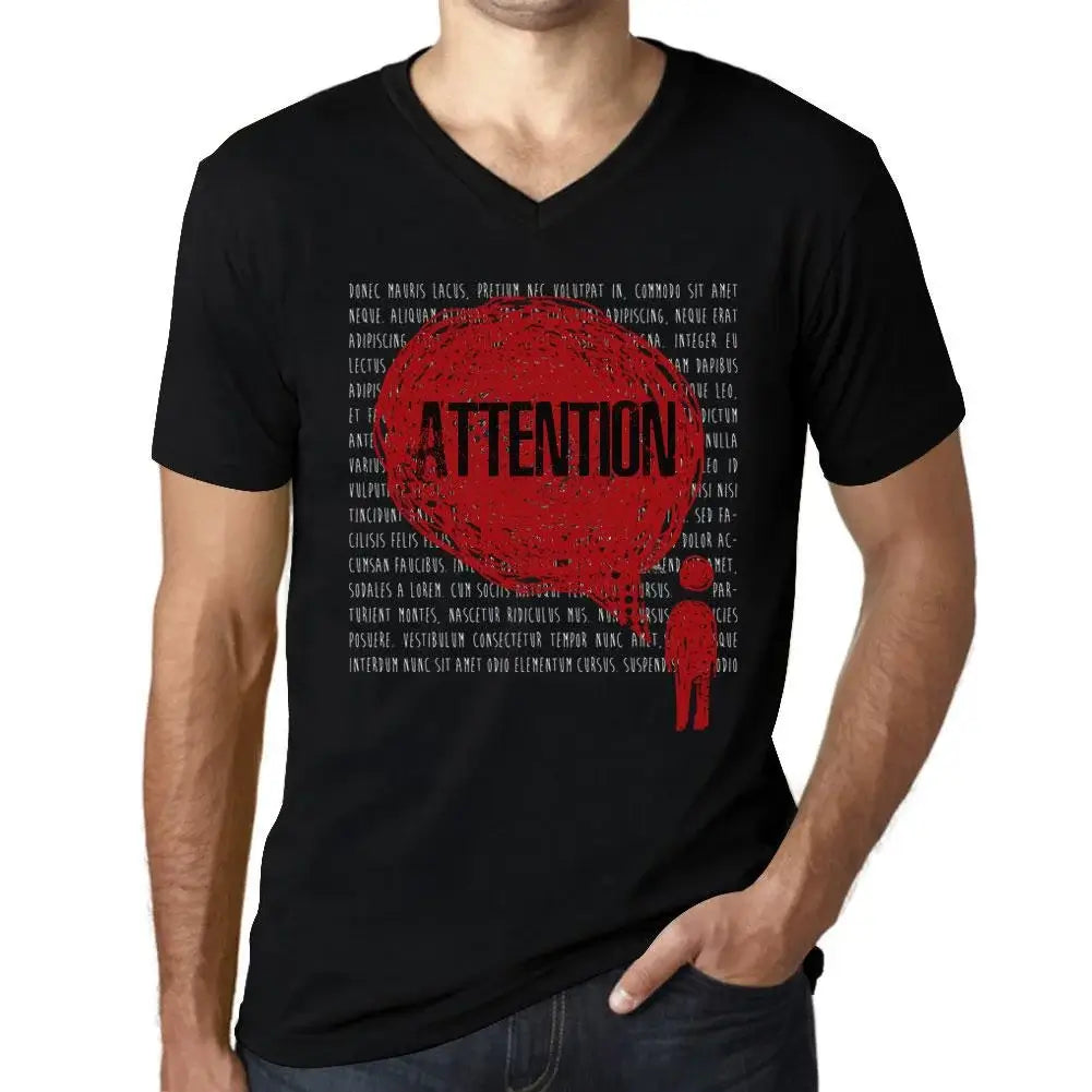 Men's Graphic T-Shirt V Neck Thoughts Attention Eco-Friendly Limited Edition Short Sleeve Tee-Shirt Vintage Birthday Gift Novelty