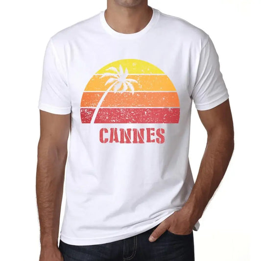 Men's Graphic T-Shirt Palm, Beach, Sunset In Cannes Eco-Friendly Limited Edition Short Sleeve Tee-Shirt Vintage Birthday Gift Novelty