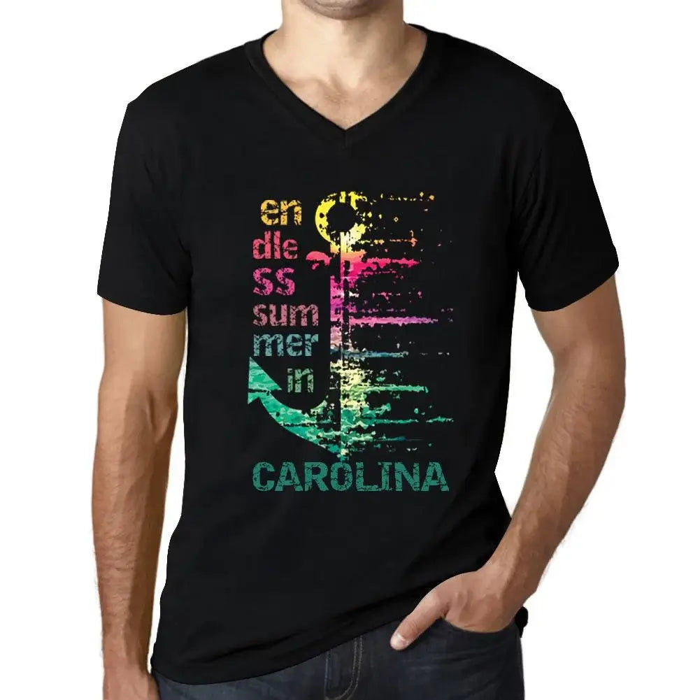 Men's Graphic T-Shirt V Neck Endless Summer In Carolina Eco-Friendly Limited Edition Short Sleeve Tee-Shirt Vintage Birthday Gift Novelty