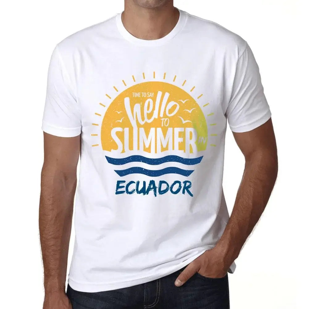 Men's Graphic T-Shirt Time To Say Hello To Summer In Ecuador Eco-Friendly Limited Edition Short Sleeve Tee-Shirt Vintage Birthday Gift Novelty