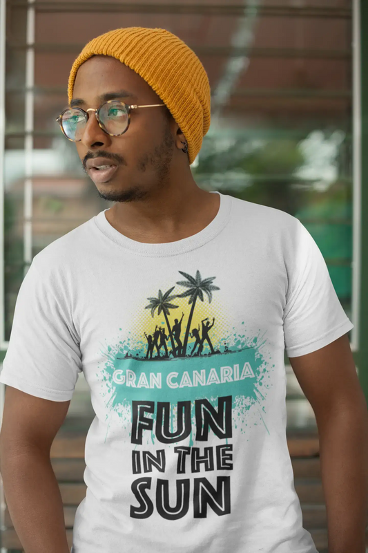 Homme T Shirt Graphique Imprimé Vintage Tee Summer Dance Gran Canaria Blanc