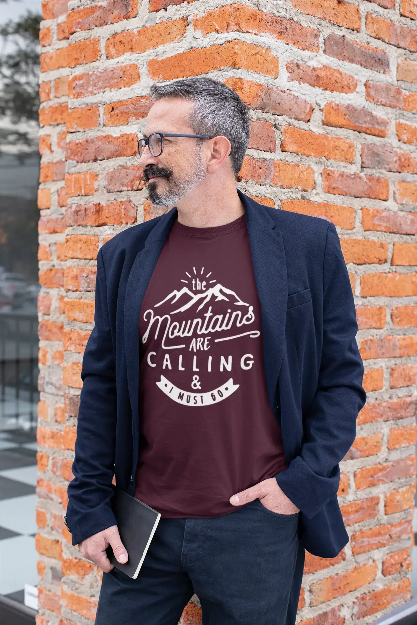 ULTRABASIC - Graphic Printed Men's The Mountains Are Calling And I Must Go Hiking Tee Tango Red