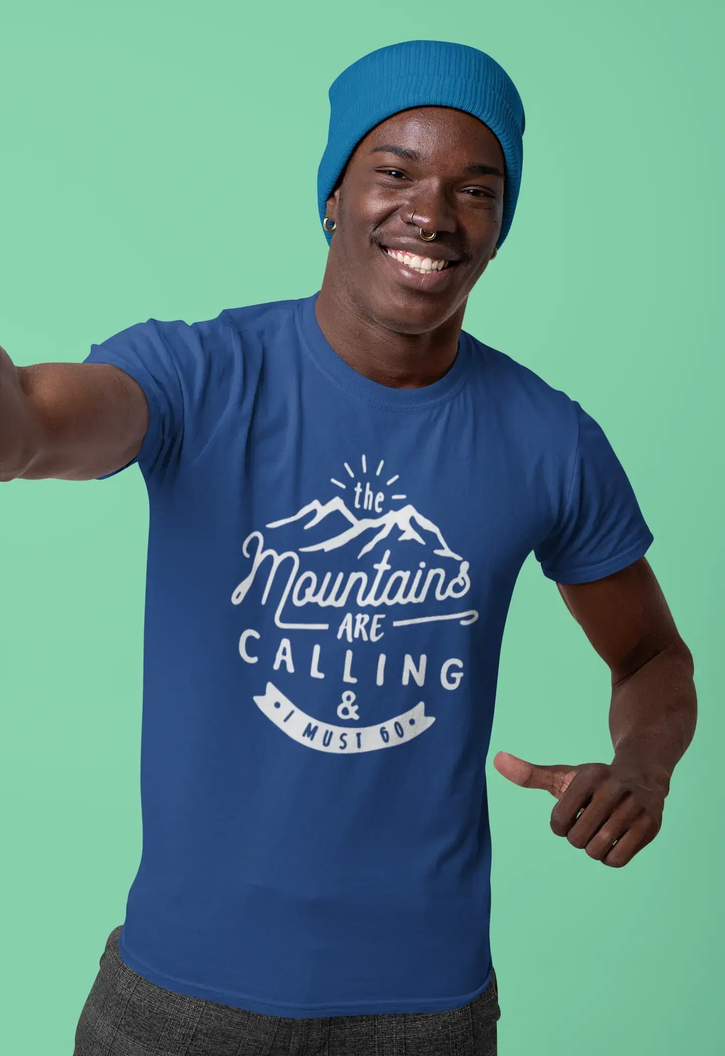 ULTRABASIC - Graphic Printed Men's The Mountains Are Calling And I Must Go Hiking Tee Tango Red