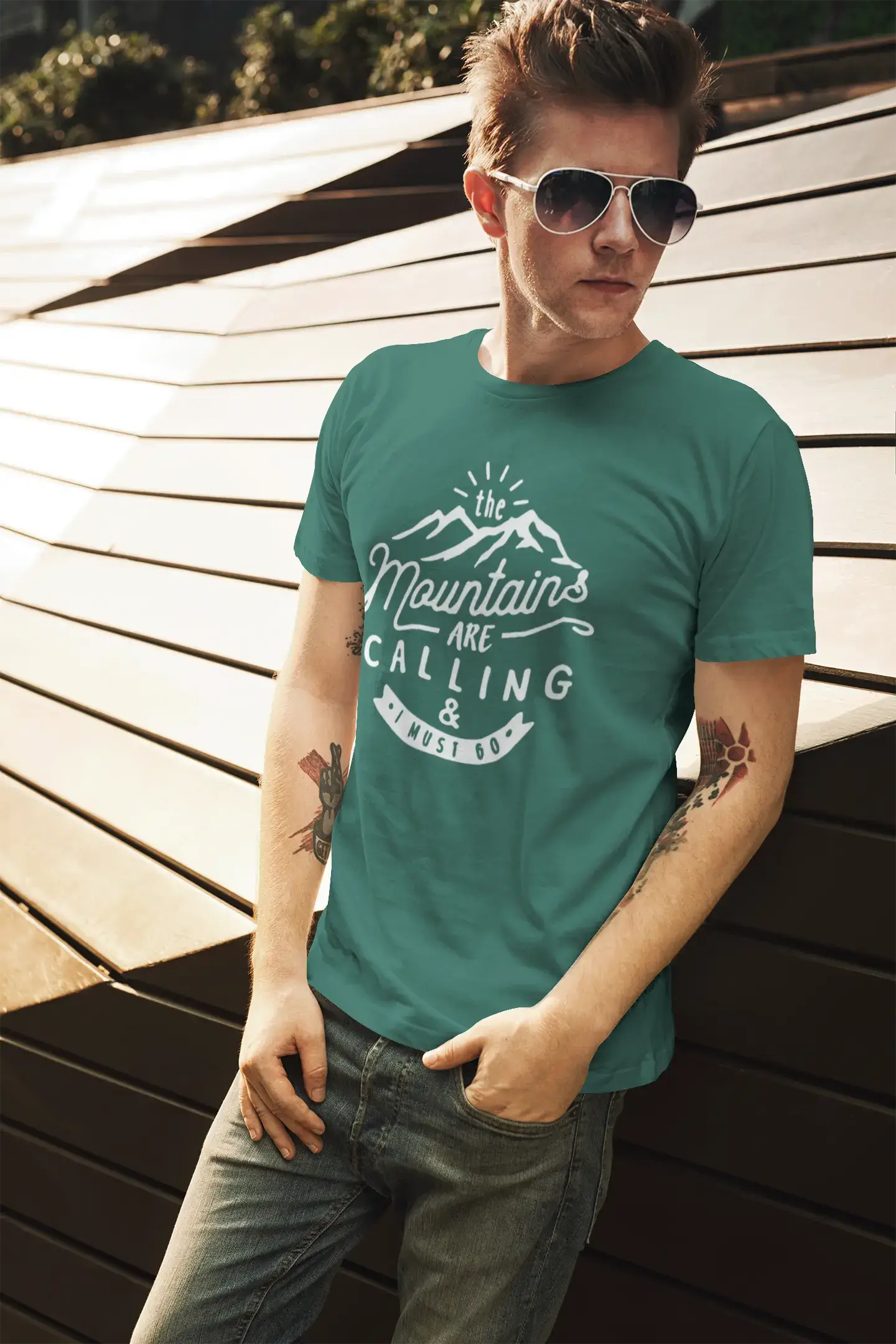 ULTRABASIC - Graphic Printed Men's The Mountains Are Calling And I Must Go Hiking Tee White