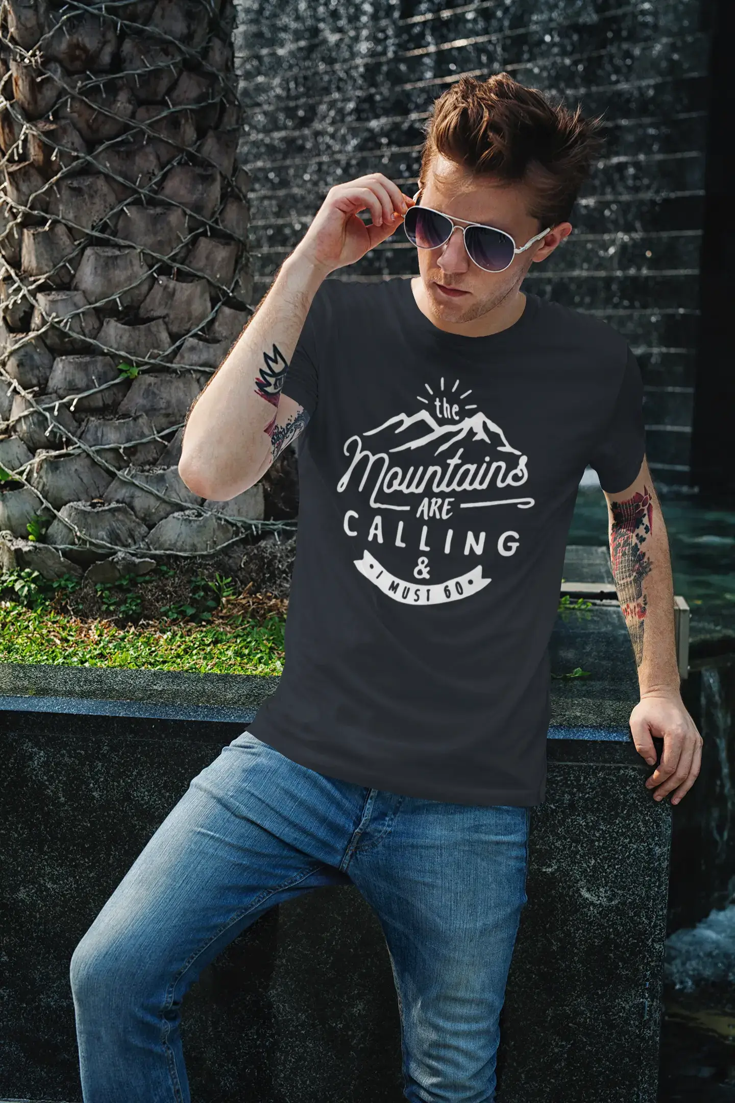 ULTRABASIC - Graphic Printed Men's The Mountains Are Calling And I Must Go Hiking Tee Tango Red