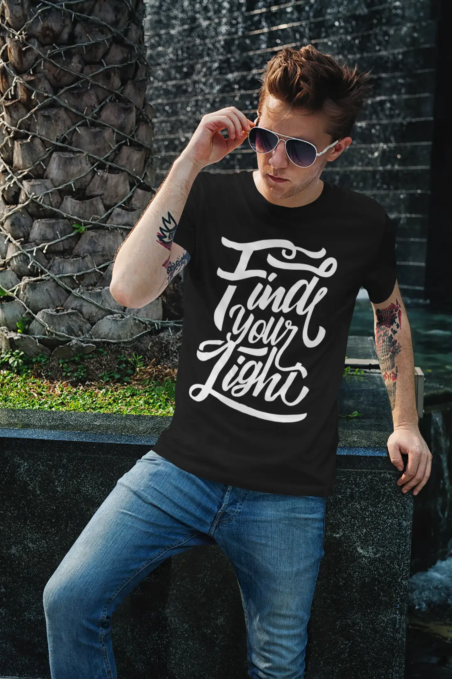 Men's T-Shirt Find Your Light Shirt Short Sleve Tee Shirt Vintage Apparel