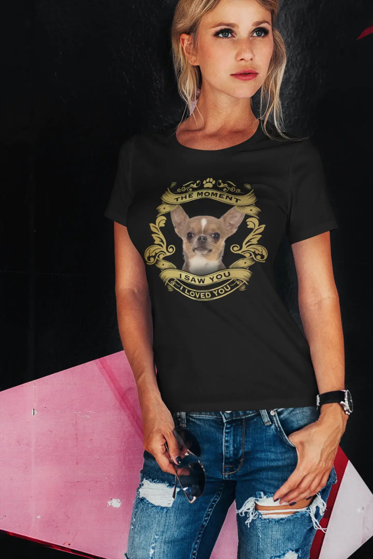 ULTRABASIC Women's Organic T-Shirt Chihuahua - Moment I Saw You I Loved You Puppy Tee Shirt for Ladies