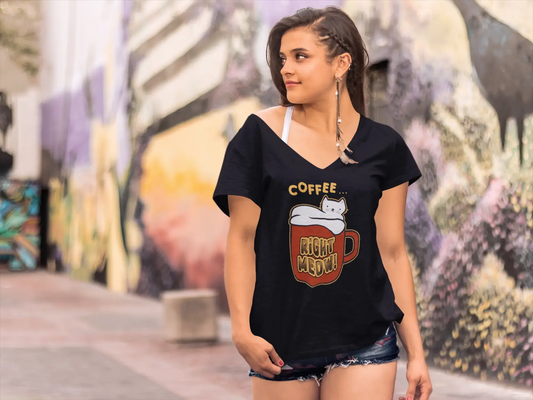 ULTRABASIC Women's T-Shirt Coffee Right Meow - Funny Cat Tee Shirt