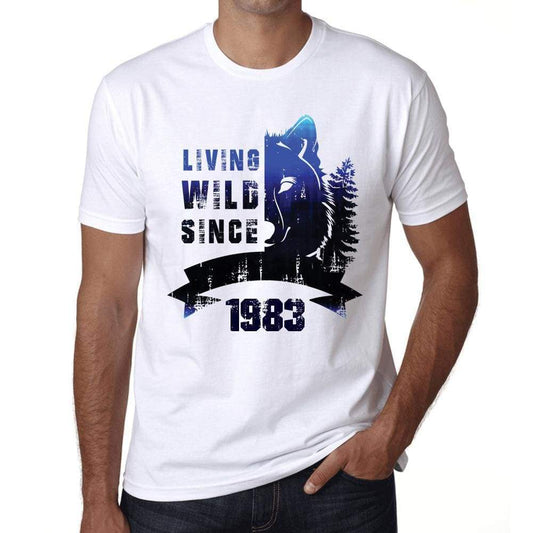 1983, Living Wild Since 1983 Men's T-shirt White Birthday Gift 00508 - ultrabasic-com