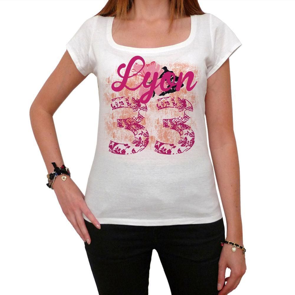 33 Lyon City With Number Womens Short Sleeve Round White T-Shirt 00008 - Casual