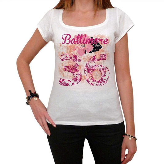 36 Baltimore City With Number Womens Short Sleeve Round White T-Shirt 00008 - Casual