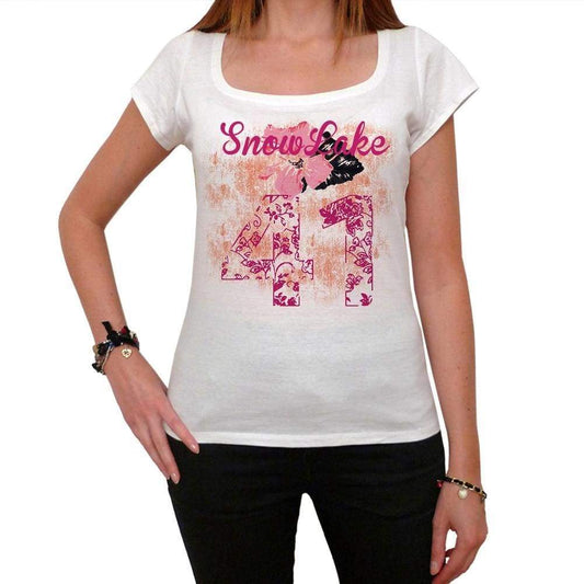 41 Snowlake City With Number Womens Short Sleeve Round White T-Shirt 00008 - White / Xs - Casual