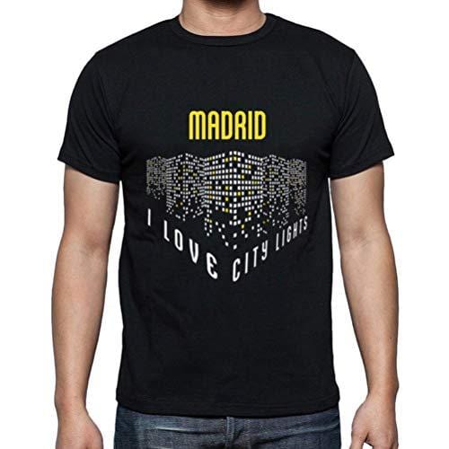 Ultrabasic - Homme T-Shirt Graphique J'aime Madrid Lumières Noir Profond