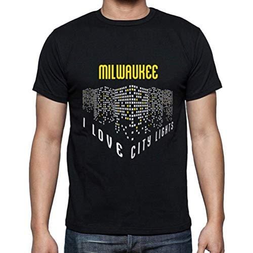 Ultrabasic - Homme T-Shirt Graphique J'aime Milwaukee Lumières Noir Profond