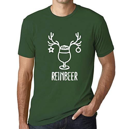 Ultrabasic - Graphique Homme Reinbeer T-Shirt Cadeau Imprimé Tée-Shirt Vert Bouteille