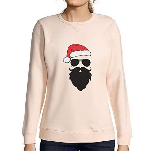 Ultrabasic - Femme Imprimé Graphique Sweat-Shirt Marrant Père Noël Cool Cadeau de Noël Rose Cremeux