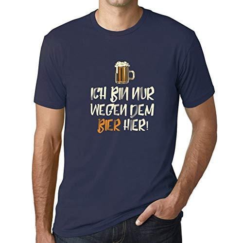 Ultrabasic - Homme T-Shirt Graphique Ich Bin Nur Wegen dem Bier Hier French Marine