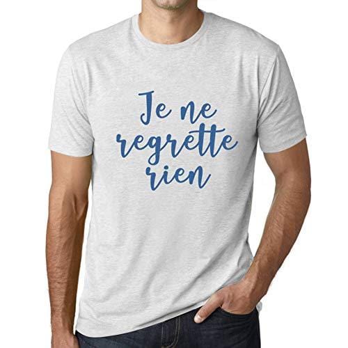 Ultrabasic - Homme T-Shirt Graphique Je Ne Regrette Rien Blanc Chiné