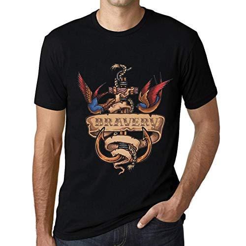 Ultrabasic - Homme T-Shirt Graphique Anchor Tattoo Bravery Noir Profond