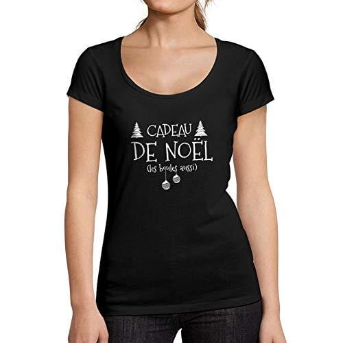 Ultrabasic - Graphique Tee-Shirt Femme col Rond Décolleté Cadeau De Noël Imprimé Tee-Shirt Noir Profond