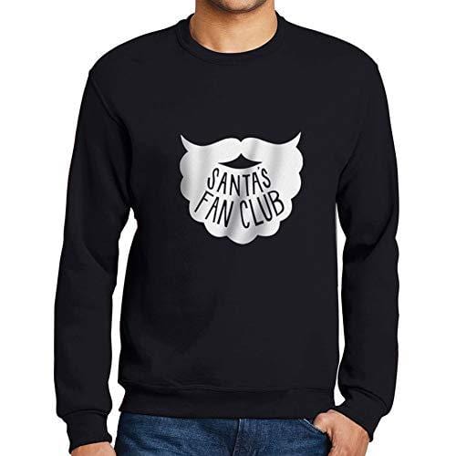 Ultrabasic - Homme Imprimé Graphique Sweat-Shirt Santa's Fan Club Pull de Noel Idées Cadeaux Noir Profond