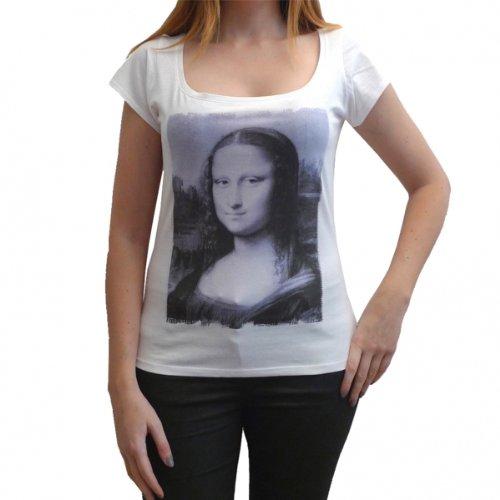 La Joconde Tshirt Femme imprimé célébrité,Blanc, t Shirt Femme,Cadeau