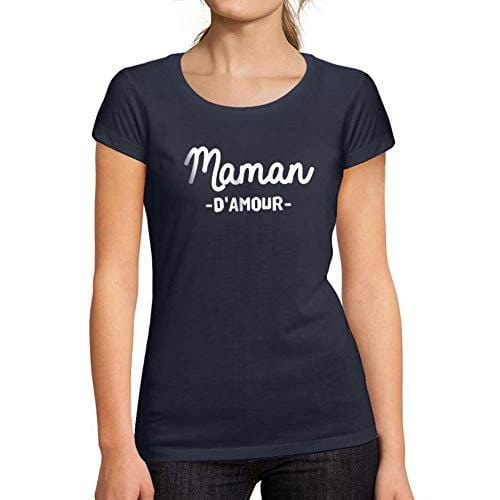 Ultrabasic - Femme Graphique Maman d'amour Imprimé des Lettres T-Shirt French Marine