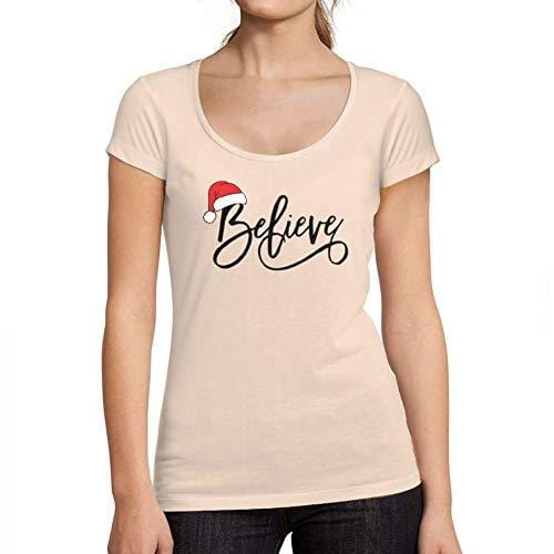 Ultrabasic - Femme Graphique Christmas Believe Hat T-Shirt Noël Xmas Cadeau Idées Tee