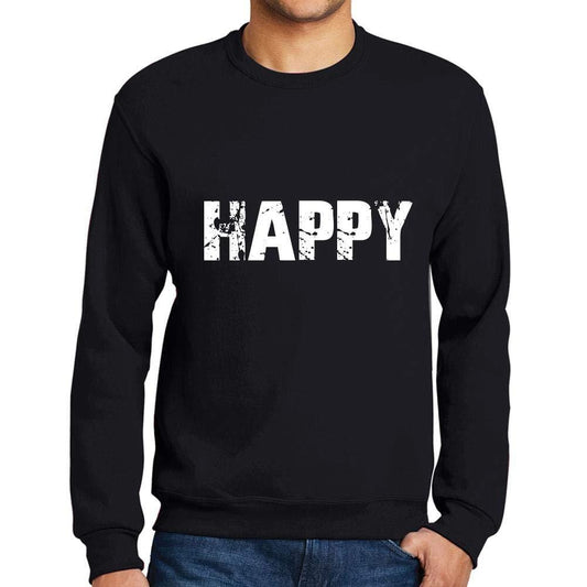 Ultrabasic Homme Imprimé Graphique Sweat-Shirt Popular Words Happy Noir Profond